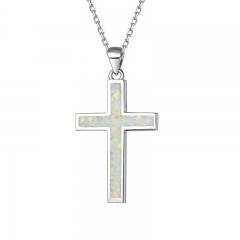 cross pendant necklace with opal
