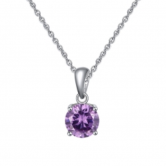 single red cubic zirconia necklace in 925 sterling silver