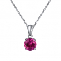 single red cubic zirconia necklace in 925 sterling silver