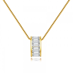 circle pendant necklace in 925 sterling silver in rhodium plating