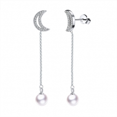 moon star pearl earrings in 925 sterling silver