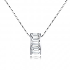 circle pendant necklace in 925 sterling silver in rhodium plating