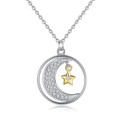Moon and star pendant necklace