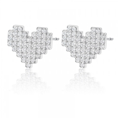 heart earrings with CZ paved