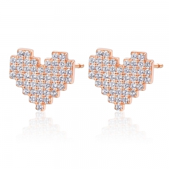 heart earrings with CZ paved