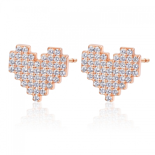 heart earrings with CZ paved