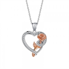 Valentine's Day Rose flower necklace in 925 sterling silver