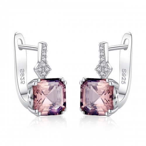 Pink gemstone earrings in 925 sterling silver