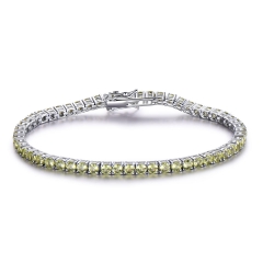 Tennis bracelet with synthetic peridot in 925 sterling silver