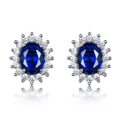 earrings with synthetic nano sapphire in 925 sterling silver