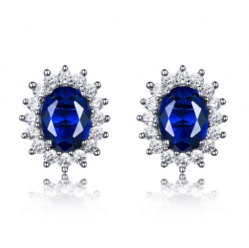 earrings with synthetic nano sapphire in 925 sterling silver