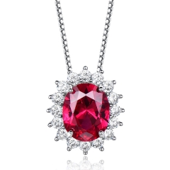 Hot ins selling necklace with ruby in 925 sterling silver