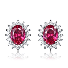 Wish hot selling earrings in 925 sterling silver with ruby