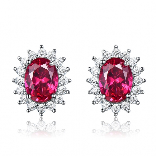 Wish hot selling earrings in 925 sterling silver with ruby