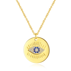 K gold plating evil eyes necklace in 925 sterling silver