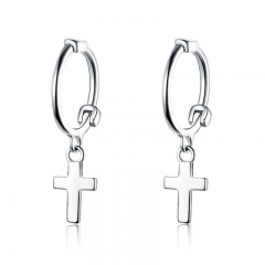 cross huggie hoop earrings