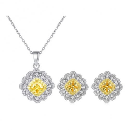 Konal jewelry jewelry set in 925 sterling silver with yellow gemstone