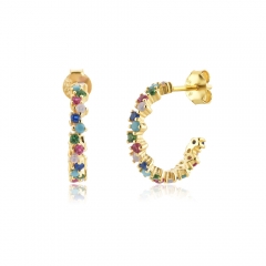 Colorful CZ C earrings