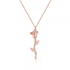 Valentine's Day Rose flower necklace in 925 sterling silver